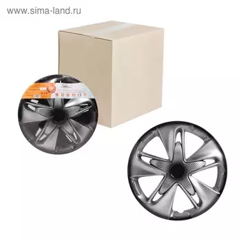 Колпаки колесные 13" "Супер Астра +", серебристо-черный, карбон, набор 2 шт, AWCC-13-20