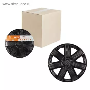 Колпаки колесные 14" "Гелакси", черный глянец, карбон, компл. 2 шт