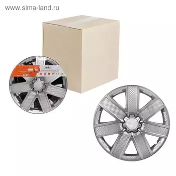 Колпаки колесные 14" "Гелакси", серебристый, карбон, компл. 2 шт
