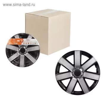 Колпаки колесные 14" "Гелакси Т", серебристый/черный, карбон, компл. 2 шт