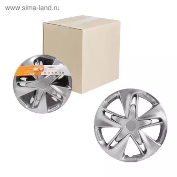 Колпаки колесные 15" "Супер Астра", серебристый, карбон, набор 2 шт, AWCC-15-24