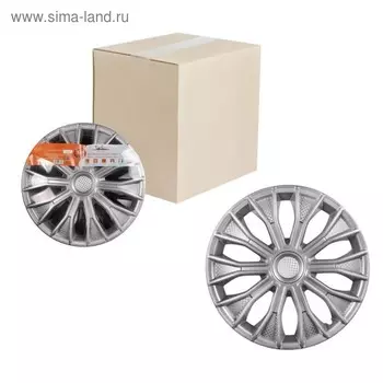 Колпаки колесные 16" "Волтек", серебристый, карбон, компл. 2 шт
