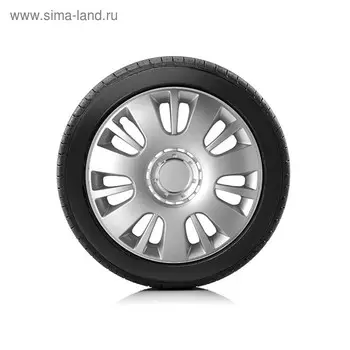 Колпаки колесные Autoprofi R14, PP пластик, регулировочный обод, металлик, 350 мм, 4 шт