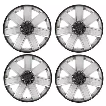 Колпаки колесные R13 "ГАЛАКСИ", серебристо-черный карбон, набор 4 шт.