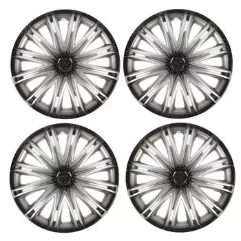 Колпаки колесные R13 "СКАЙ", серебристо-черный, набор 4 шт.