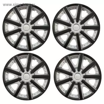 Колпаки колесные R14 "ШАТТЛ", серебристо-черный, набор 4 шт