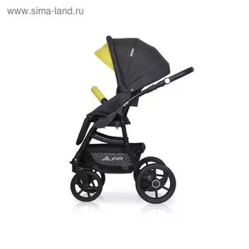 Коляска 2 в 1 Riko Alfa Ecco, цвет графит, лимонный