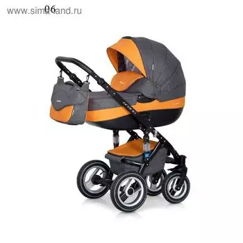Коляска 2 в 1 Riko Bruno, цвет серый, оранжевый