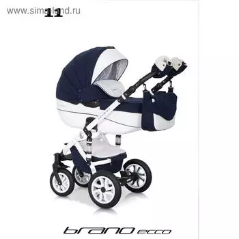 Коляска Bruno Ecco, 2 в 1, цвет синий/белый
