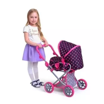 Коляска для кукол, зима-лето, 2 в 1, с переноской, корзиной, ручка регулируется, металлический каркас