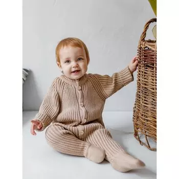 Комбинезон демисезонный детский Pure Love Little, рост 62 см, цвет бежевый
