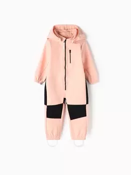 Комбинезон демисезонный для девочек MINAKU из Softshell на флисе, непромокаемый, персиковый, рост 110 см