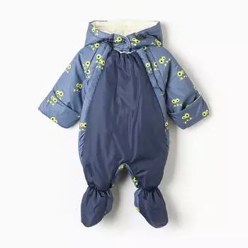 Комбинезон демисезонный для мальчика, цвет графит/принт, рост 62-68 см