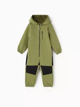 Комбинезон демисезонный для мальчиков MINAKU из Softshell на флисе, непромокаемый, оливковый, рост 104 см