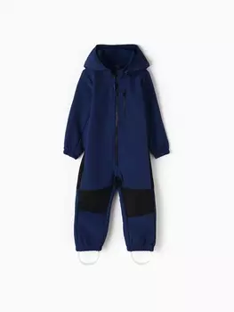 Комбинезон демисезонный для мальчиков MINAKU из Softshell на флисе, непромокаемый, тёмно-синий, рост 110 см