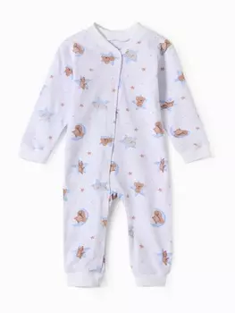 Комбинезон детcкий с открытими ножками "Сон", цвет молочный/голубой, рост 68