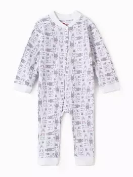 Комбинезон детcкий с открытими ножками "Зайки", цвет белый/розовый, рост 80