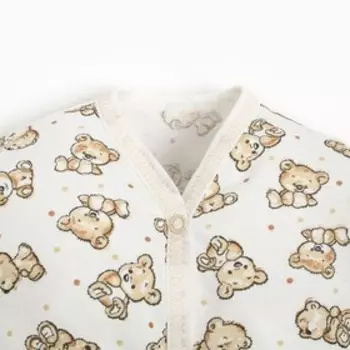 Комбинезон детский, бежевый/медвежата, рост 56 см