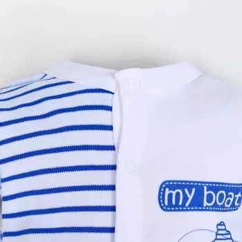 Комбинезон детский, цвет белый/голубой, рост 68см