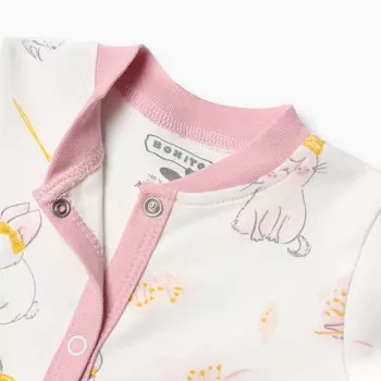 Комбинезон детский, цвет белый/котята, рост 62 см