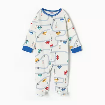 Комбинезон детский, цвет белый/машинки, рост 62
