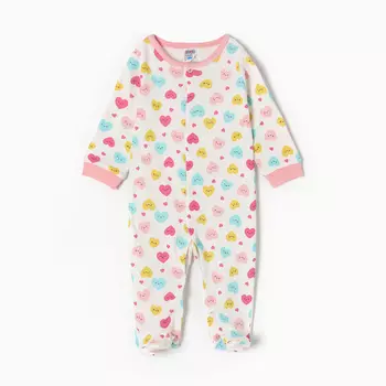 Комбинезон детский, цвет белый/сердечки, рост 68