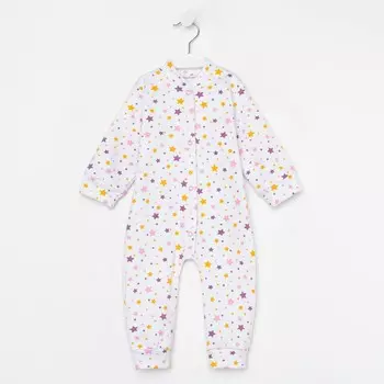 Комбинезон детский, цвет белый/сиреневый, рост 68 см