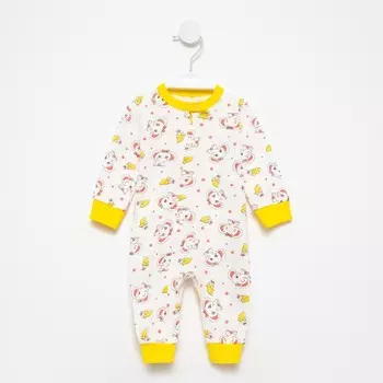 Комбинезон детский, цвет белый/слонёнок, рост 74 см