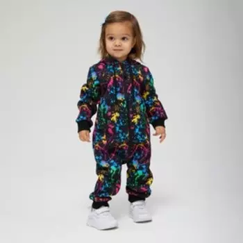 Комбинезон детский, цвет чёрный/розовый, рост 80 см