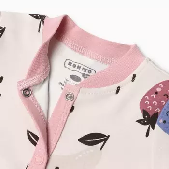 Комбинезон детский, цвет кремовый/фрукты, рост 68 см