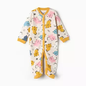 Комбинезон детский, цвет кремовый/котята, рост 62 см