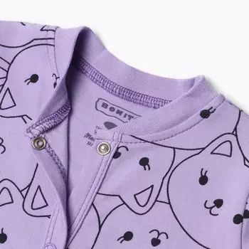 Комбинезон детский, цвет лиловый/котята, рост 74 см