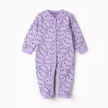 Комбинезон детский, цвет лиловый/котята, рост 86 см