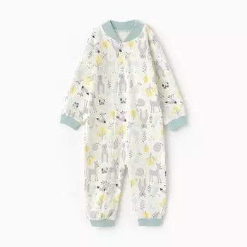 Комбинезон детский, цвет молочный/звери, рост 74 см