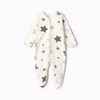 Комбинезон детский, цвет молочный/звезда, рост 68 см