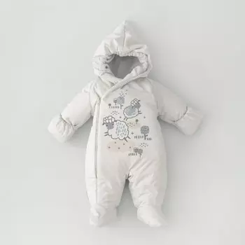 Комбинезон детский демисезонный KinDerLitto «Акварель. Овечки», рост 68-74 см, цвет серый