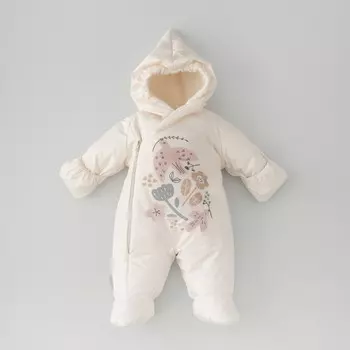 Комбинезон детский демисезонный KinDerLitto «Акварель. Розовые птички», рост 62-68 см, цвет молоко