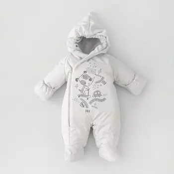 Комбинезон детский демисезонный KinDerLitto «Акварель. Собачки», рост 74-80 см, цвет серый