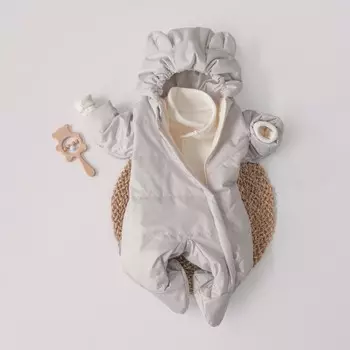 Комбинезон детский демисезонный KinDerLitto «Топтыжка», рост 68-74 см, цвет серый