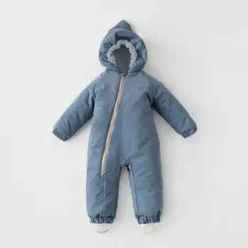 Комбинезон детский демисезонный открытый KinDerLitto «Верт-2», рост 74-80 см, цвет деним с серым