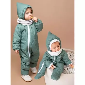 Комбинезон детский демисезонный стеганый Amarobaby Elf, рост 86 см, цвет мятный