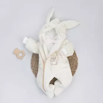 Комбинезон детский KinDerLitto «Лапушка», рост 62-68 см, цвет молоко