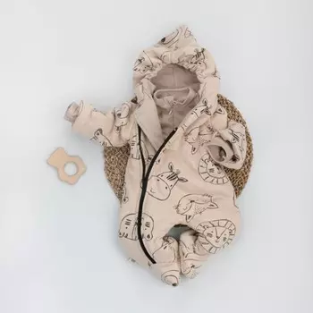 Комбинезон детский KinDerLitto «Новые друзья. Звери на бежевом», рост 62-68 см