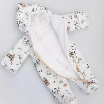 Комбинезон детский KinDerLitto «Новый ассорти. Автобусы», рост 68-74 см, цвет бежевый