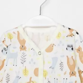 Комбинезон детский, молочный/голубой, рост 68