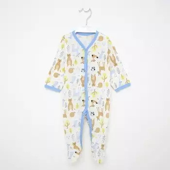 Комбинезон детский, молочный/голубой, рост 80