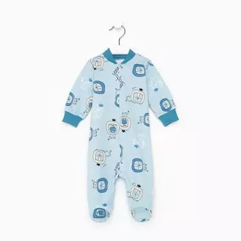 Комбинезон детский на молнии, цвет синий/лео, рост 62 см