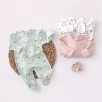 Комбинезон-слип KinDerLitto «Первые цветы», на молнии, рост 68-74 см, 3 шт