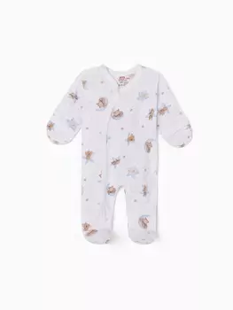 Комбинезон детский с царапками ATA kids «Сон», рост 62, молочный/голубой