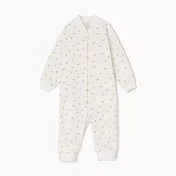 Комбинезон детский с открытыми ножками, цвет бежевый/сердечки, рост 68 см